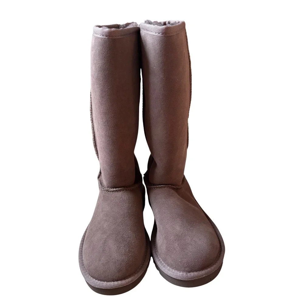 Kids UGG Australia Tall Boots Chocolate Brown Suede Sheepskin‎ Lined Size 2